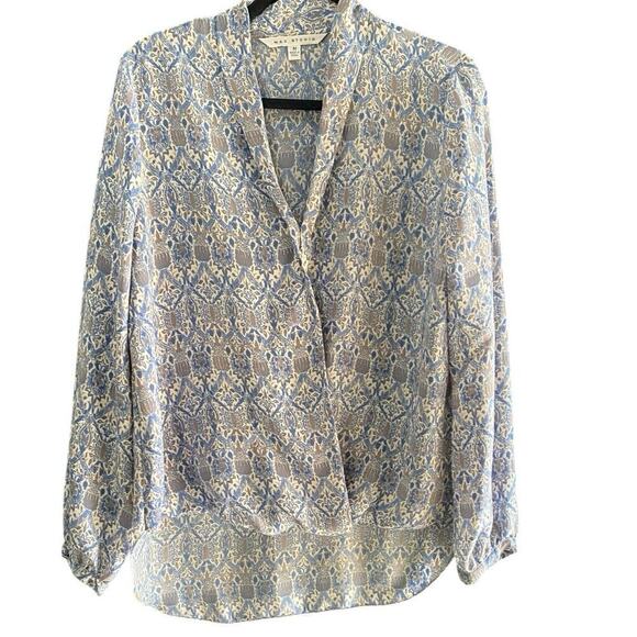 Max Studio Tops - Max Studio Floral blue wrap Blouse Top Size Medium